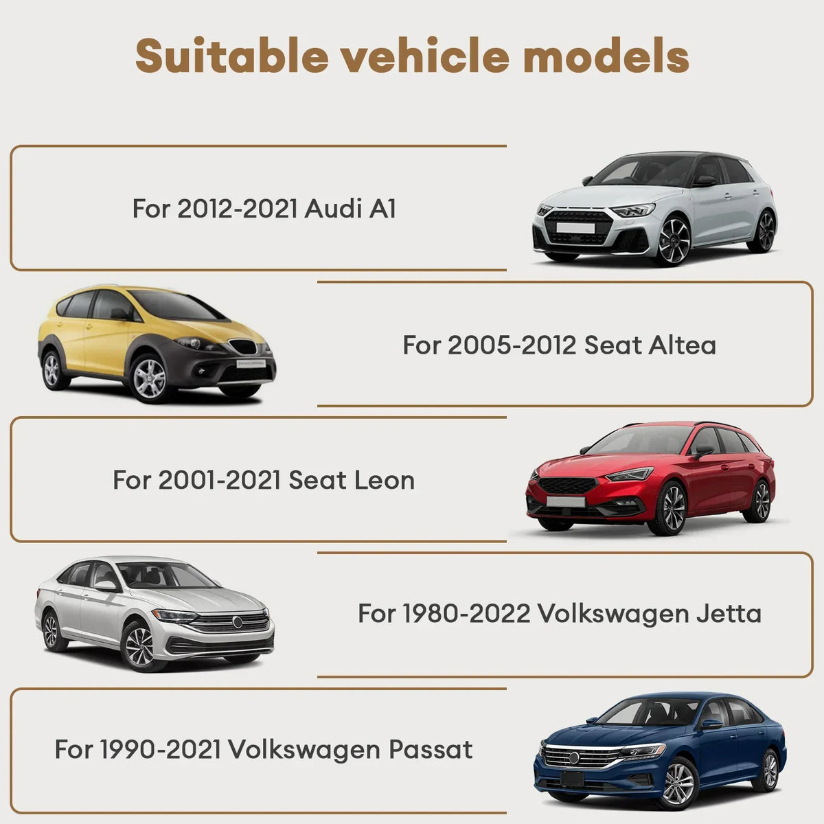 Compatibility list of vehicle models for the transmission part
