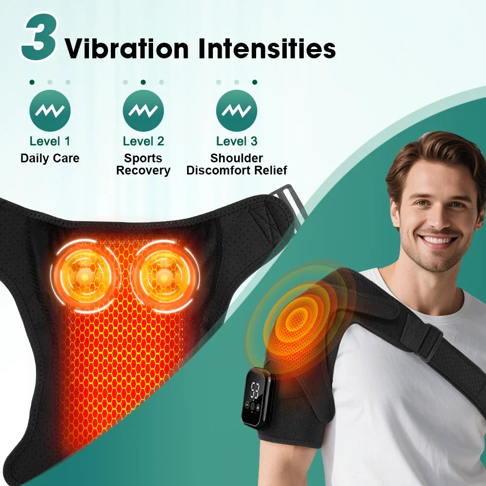 Electric heated shoulder massager with three vibration intensity levels
