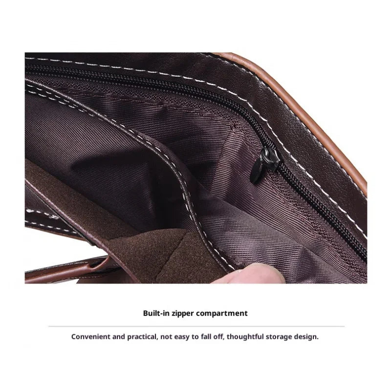 Close-up of the internal zippered compartment of a wallet with descriptive text underneath.