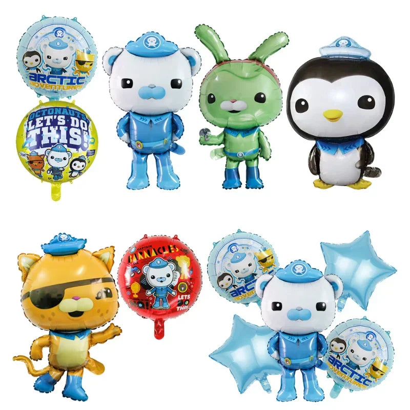 Octonauts themed foil balloons featuring various characters for birthday party decoration