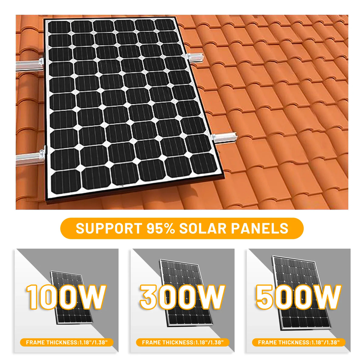 Solar panel roof mounting hardware compatibility demonstration with different wattages