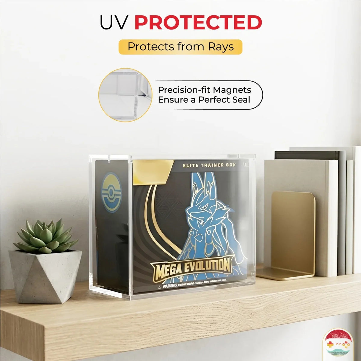 UV protected clear acrylic display case for collectible card game boxes