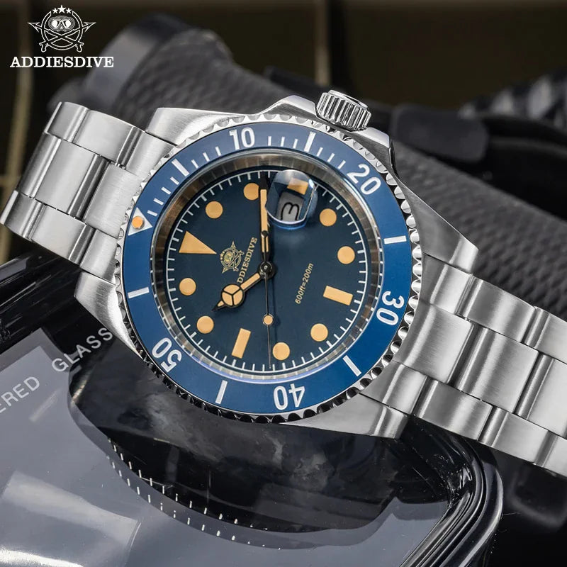 Addiesdive 41mm diving watch with stainless steel bracelet and matte ceramic bezel – view 3