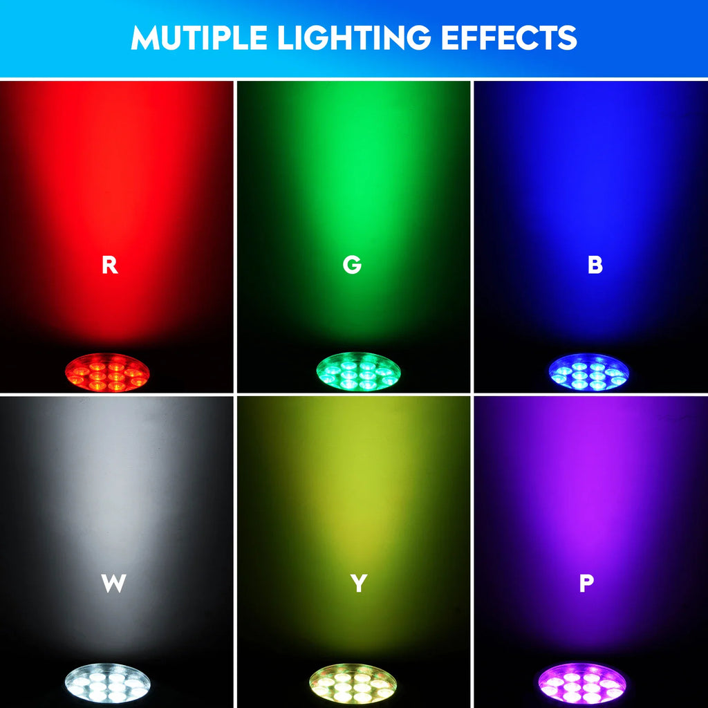 Six different light color outputs including red, green, blue, white, yellow and purple