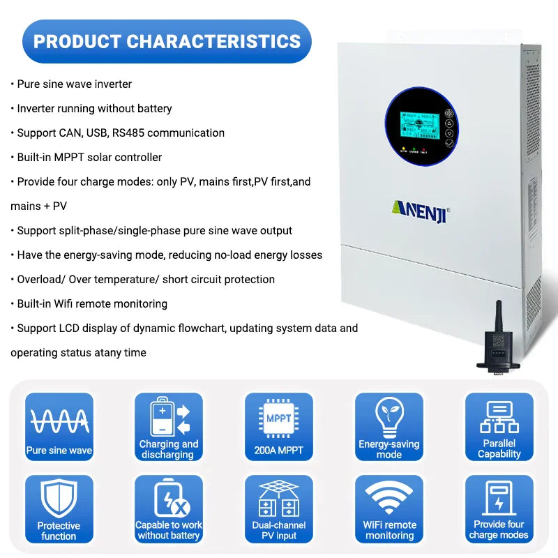 Technical features and characteristics of a hybrid solar inverter