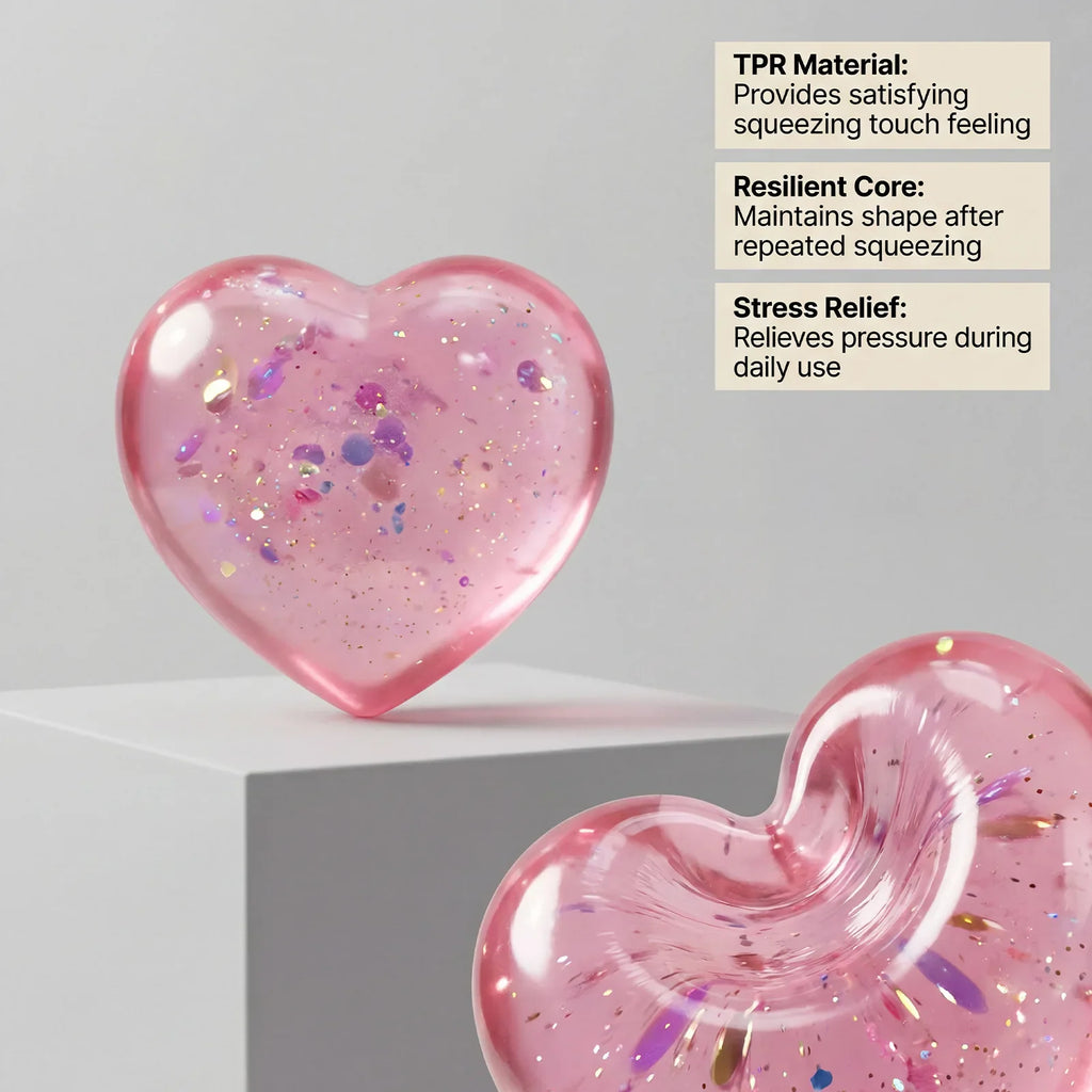 Pink heart shaped squishy stress relief toy