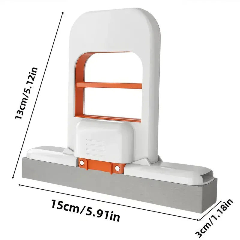 Handheld mini mop with dimensions in centimeters and inches