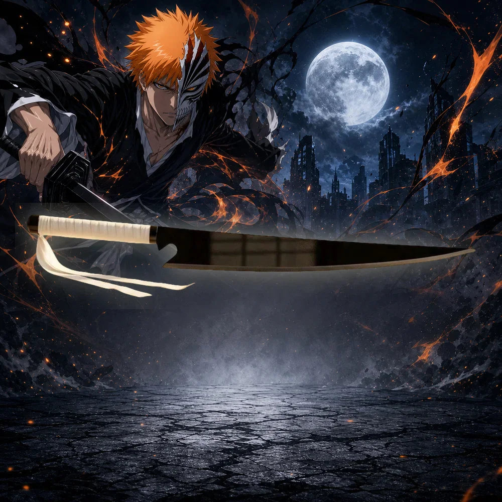 Anime cosplay prop cleaver sword featuring a character background