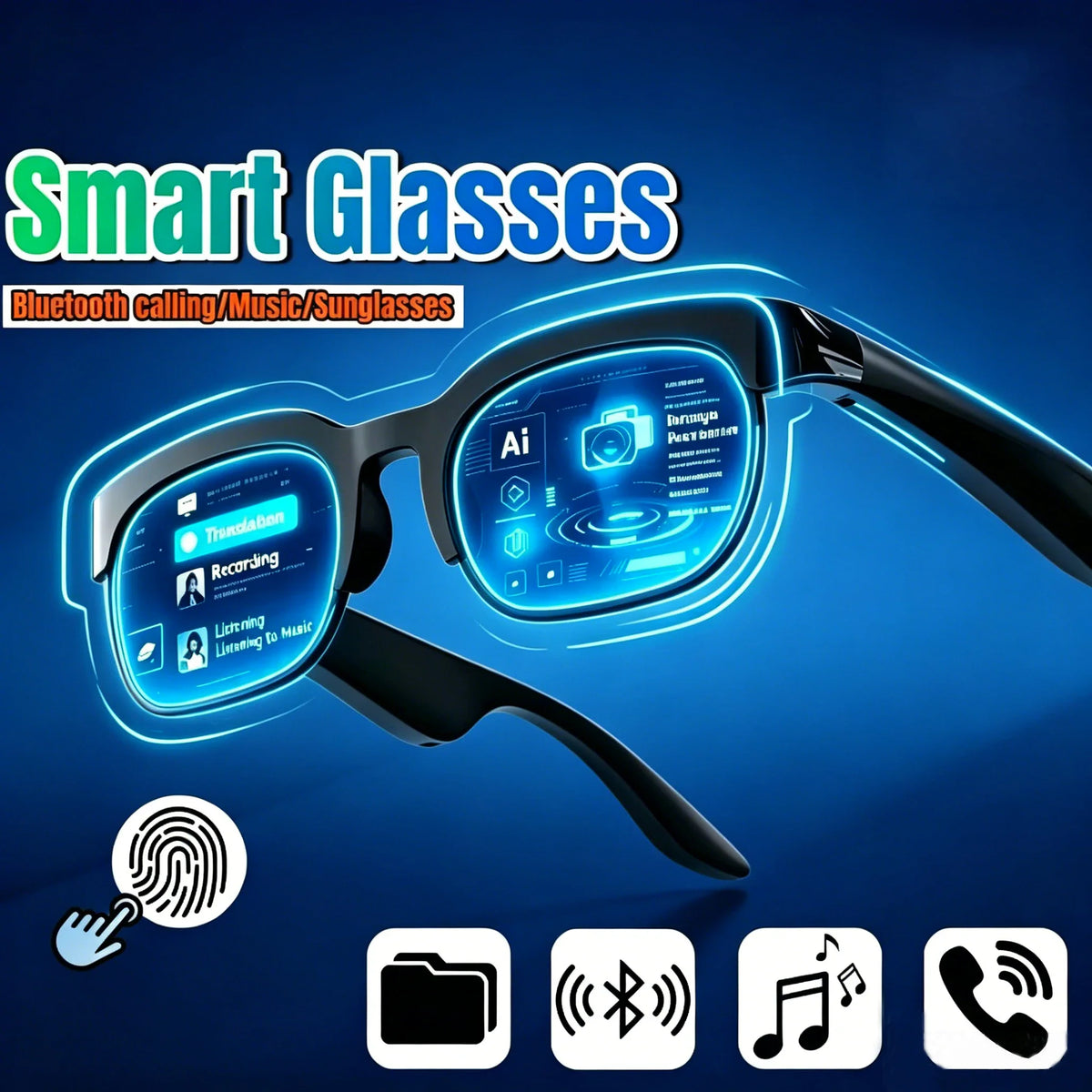 Smart glasses with bluetooth connectivity and audio features