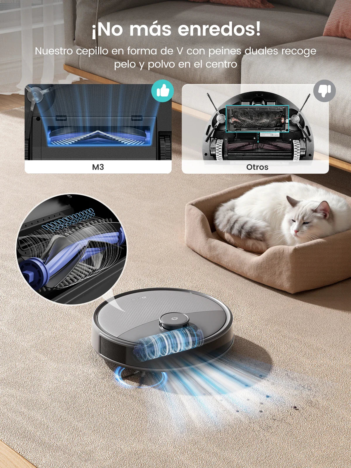 Robot vacuum anti-tangle brush technology comparison diagram