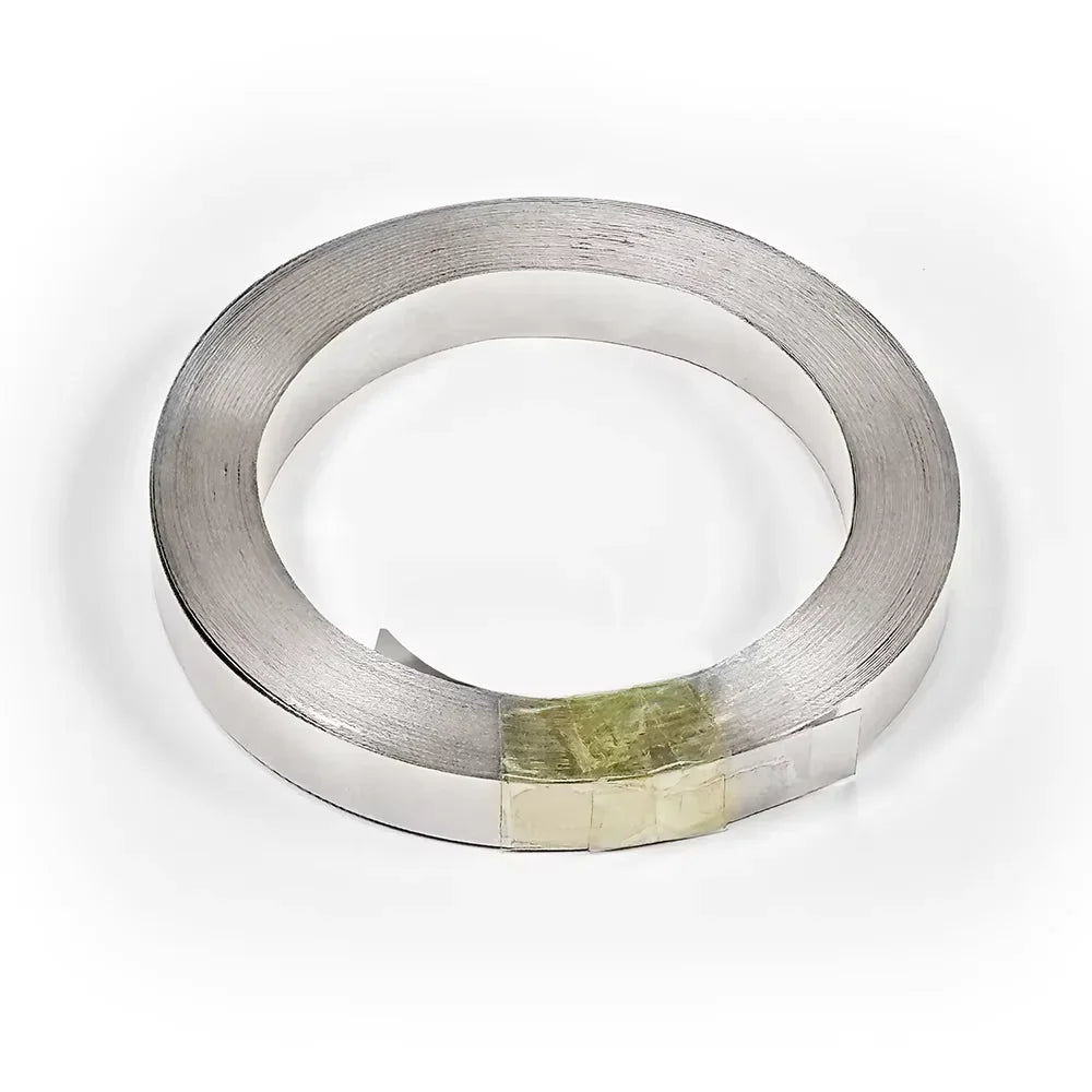 A roll of nickel metal strip for spot welding.