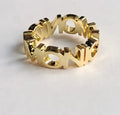 Gold-colored custom name initial letter ring for women