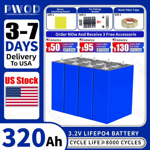 320Ah lithium iron phosphate battery cells with free accessories kit