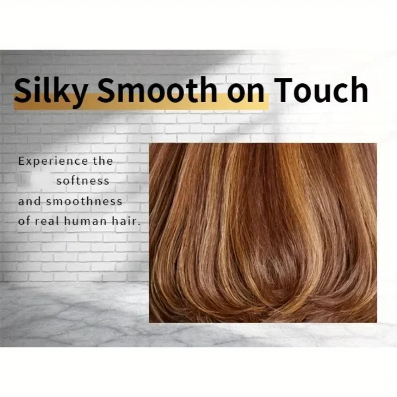 Detailed view of wavy human hair texture with text description