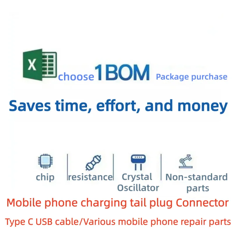 Informational graphic detailing one-stop electronic component sourcing for mobile phone repair parts.