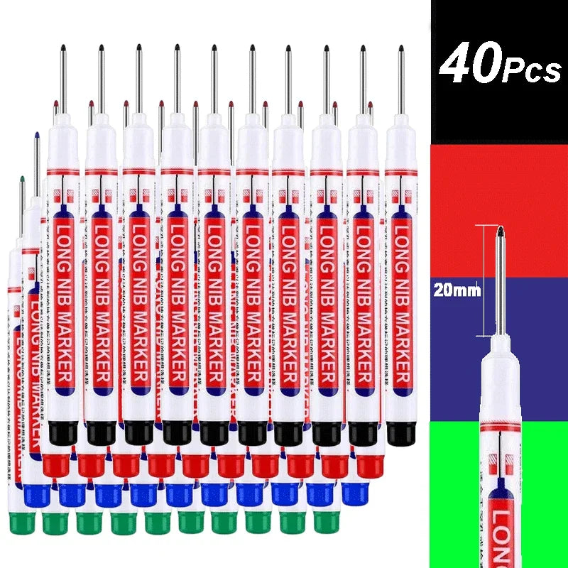 A collection of 40 long nib markers in various colors, showcasing the long 20mm metal nib.
