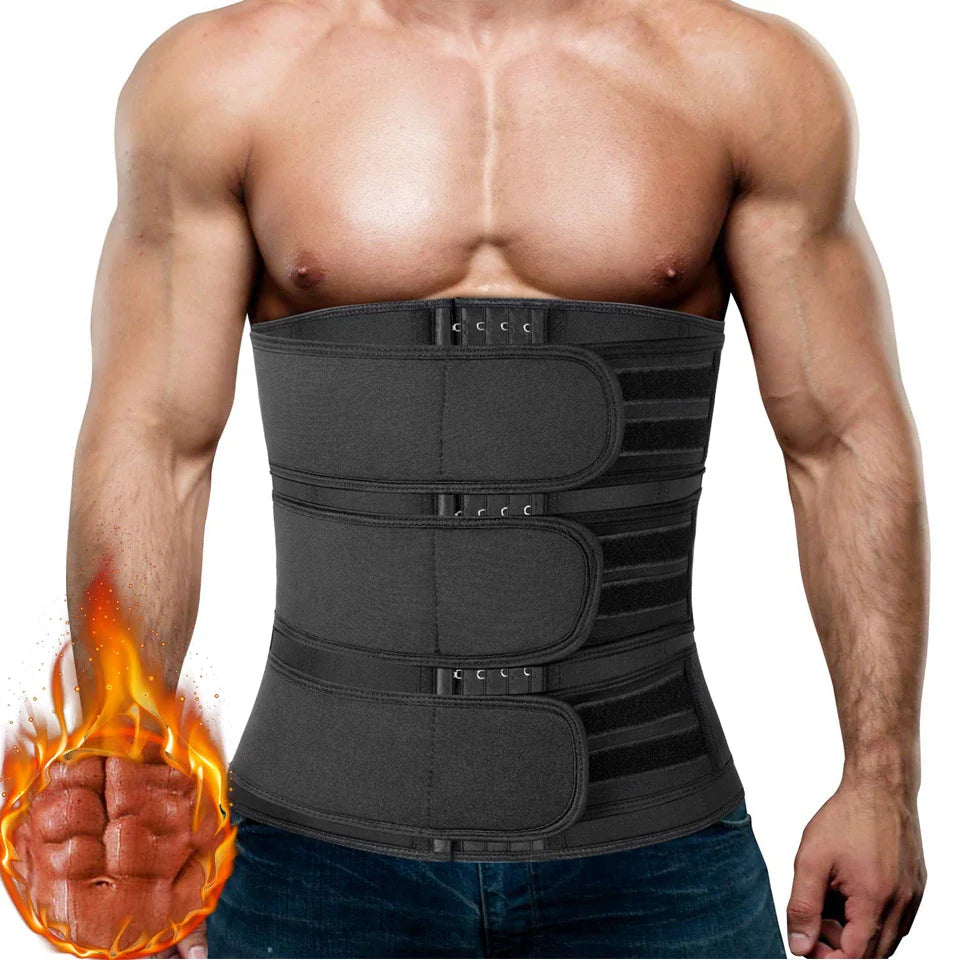 Men waist trainer slimming body shaper fitness belt in black