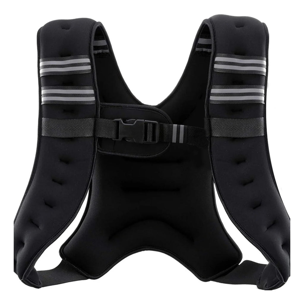 Black adjustable weighted fitness vest with reflective stripes for training