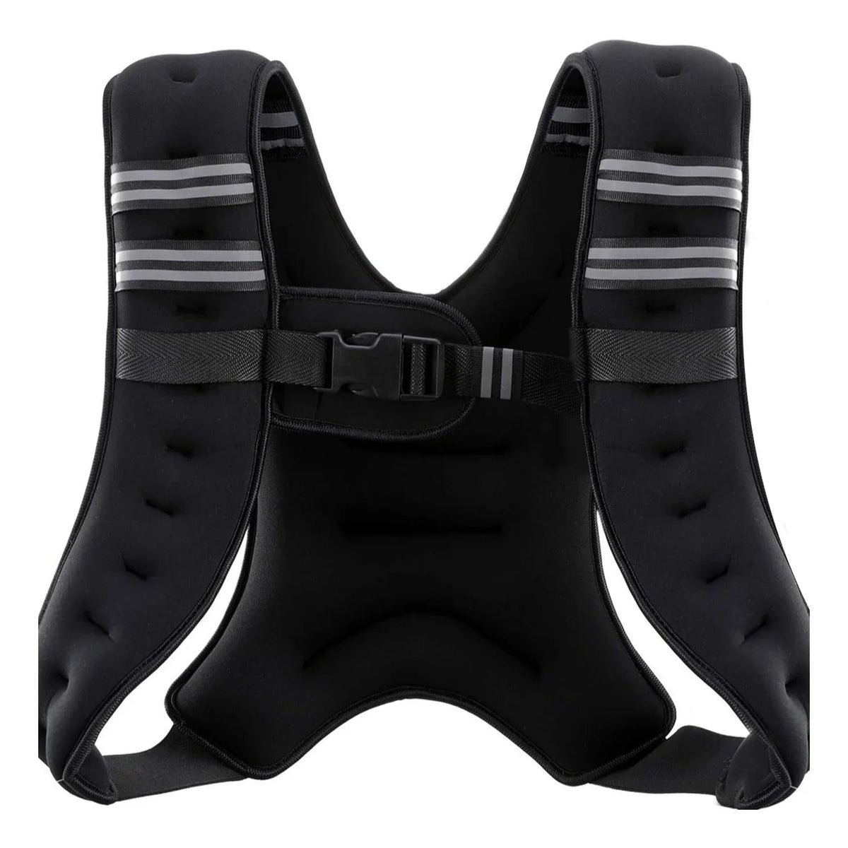 Black adjustable weighted fitness vest with reflective stripes for training