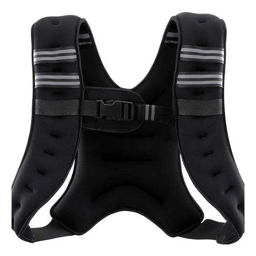Black adjustable weighted fitness vest with reflective stripes for training