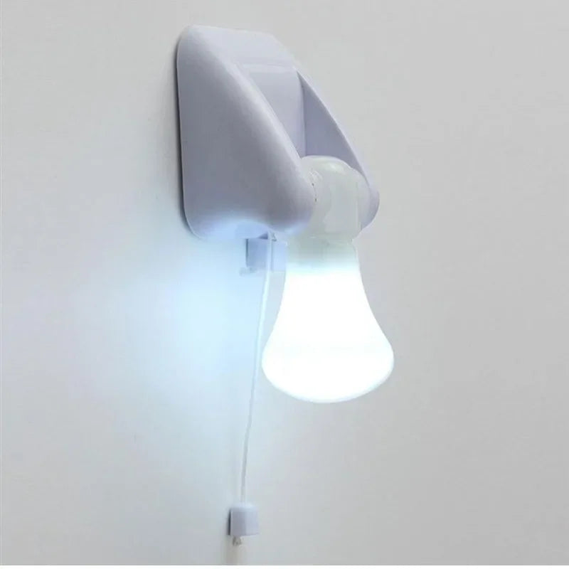 LED Pull Cord Wall Night Lights Cabinet Closet Table Lamp Self Adhesive Bulb For Home Toilet Bedroom Lighting Battery