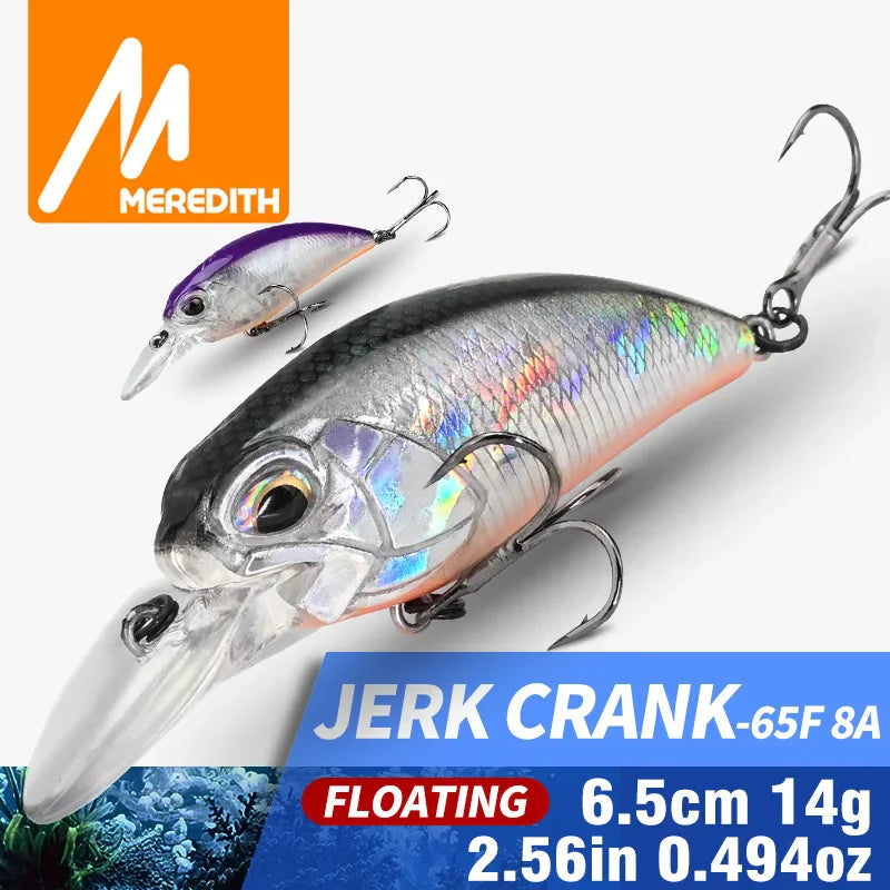 Floating crankbait fishing lure with reflective scales and treble hooks
