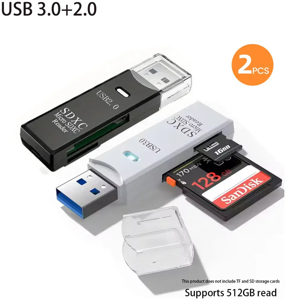 Set of black and white USB memory card readers