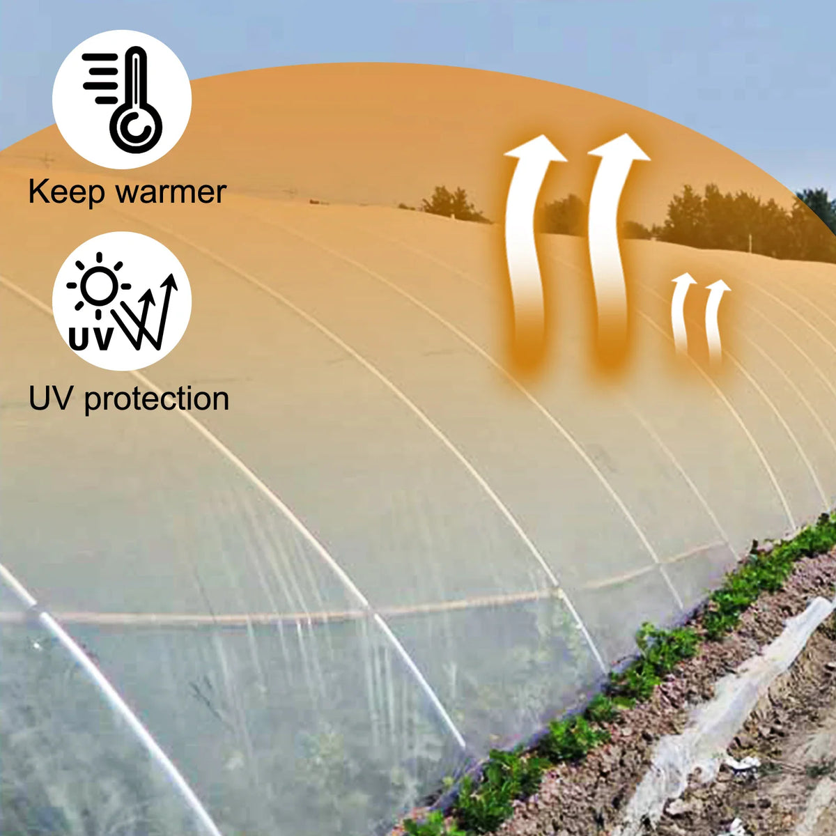 Greenhouse plastic film with heat retention and UV protection diagrams