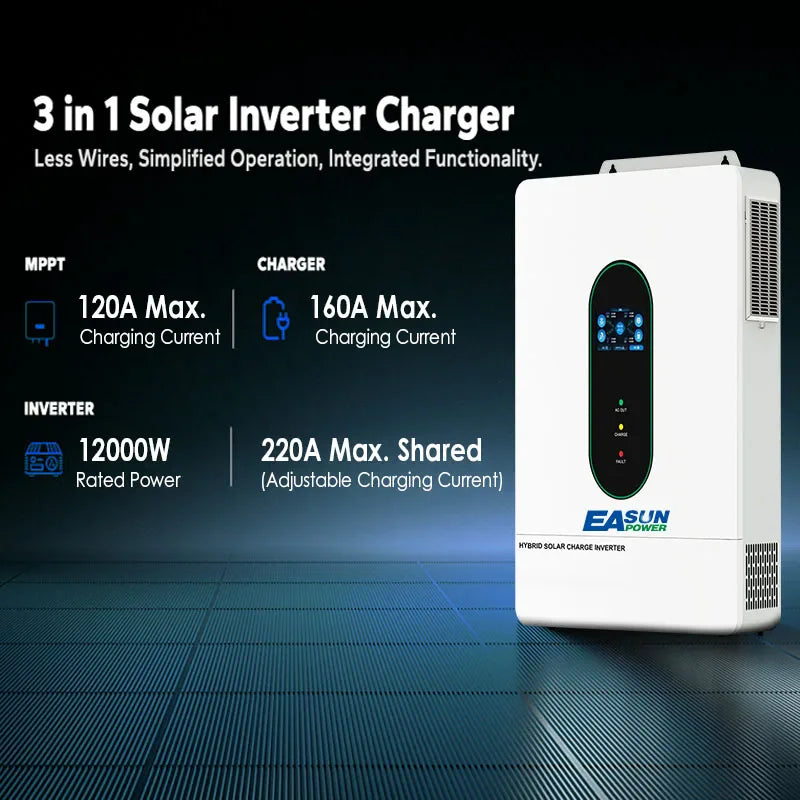 3 in 1 solar inverter charger features and technical specifications.