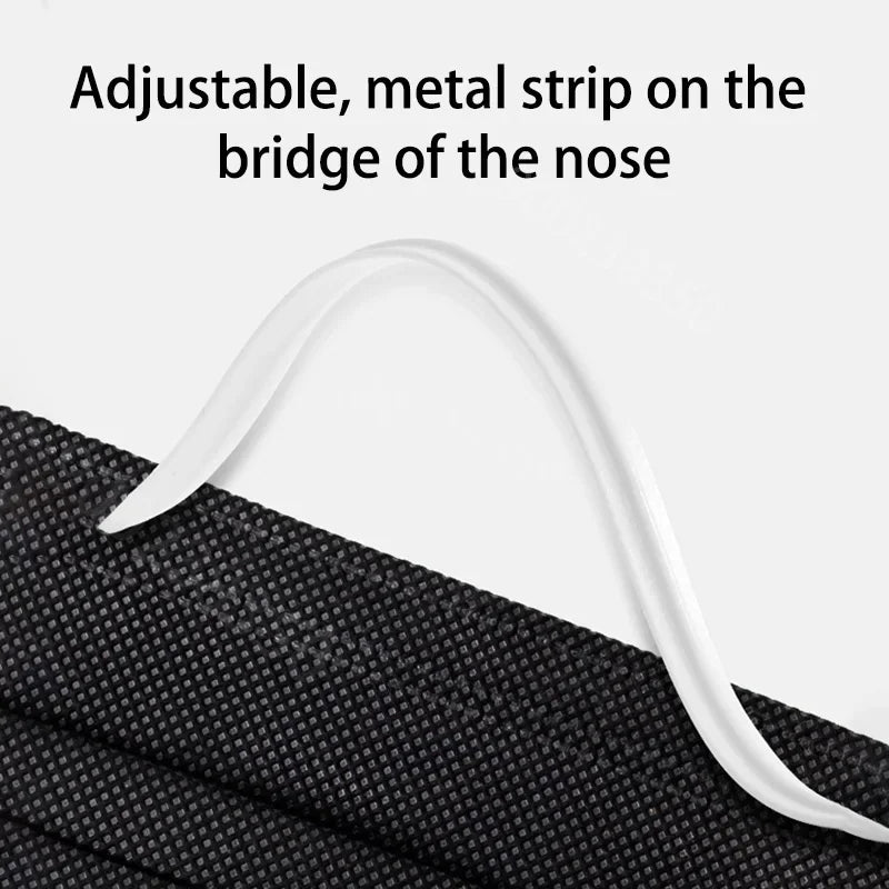 Flexible metal nose strip for a disposable face mask