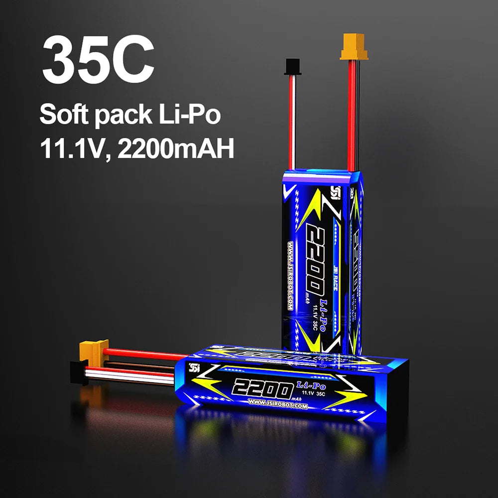 Two blue and black lithium polymer batteries for a remote control car