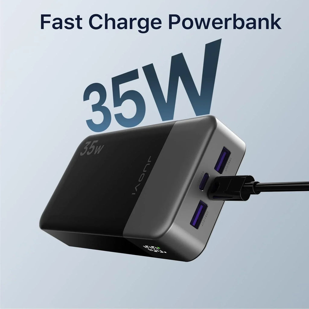 Portable power bank with LED digital display available in orange, blue, pink, black, and green – view 2