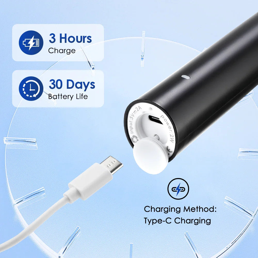 Electric toothbrush charging port with a USB-C cable