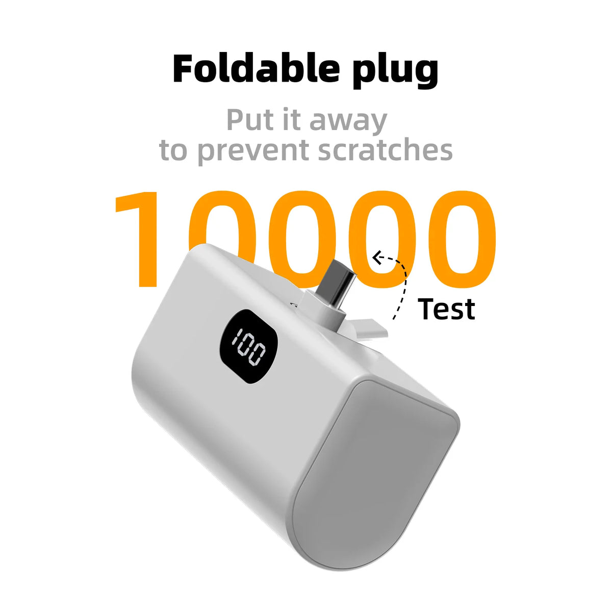White portable power bank featuring a foldable plug design