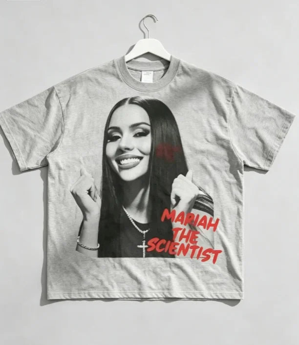 Grey cotton unisex short sleeve crewneck graphic t-shirt with rapper print
