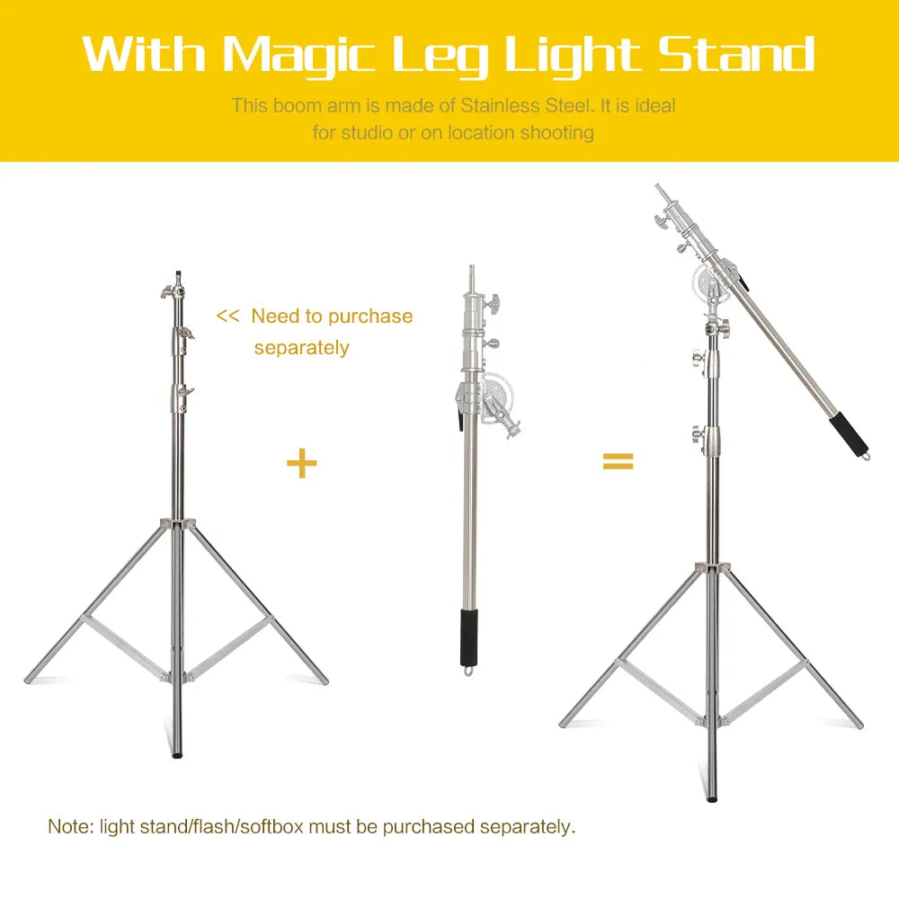 Assembly guide for a boom arm attached to a light stand