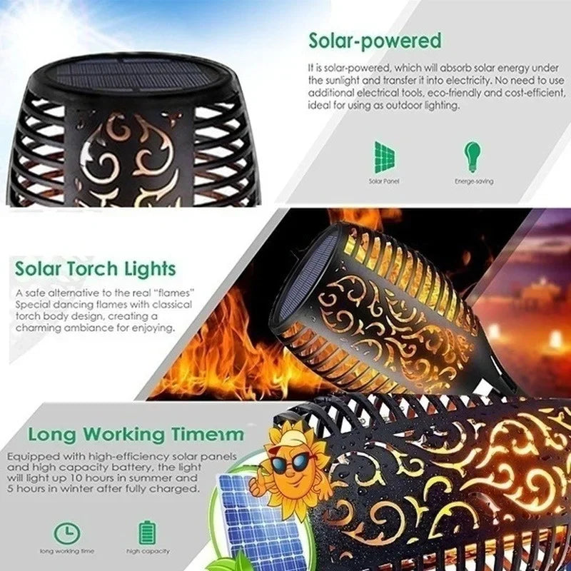 1/2/4/6/8/10Pcs Solar Flame Torch Lights Flickering Light Waterproof Garden Decoration Outdoor Lawn Path Yard Patio Floor – view 3