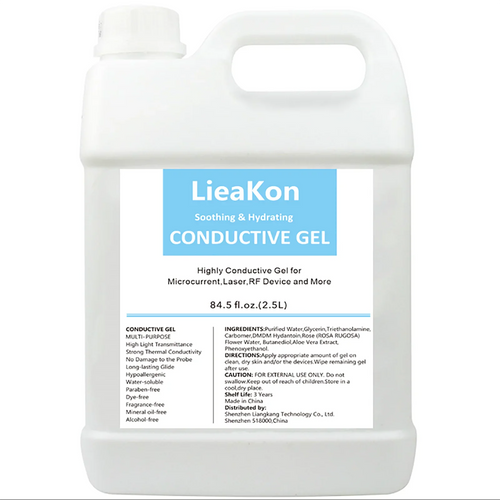 2.5 liter container of clear conductive beauty gel for microcurrent, laser, and RF devices
