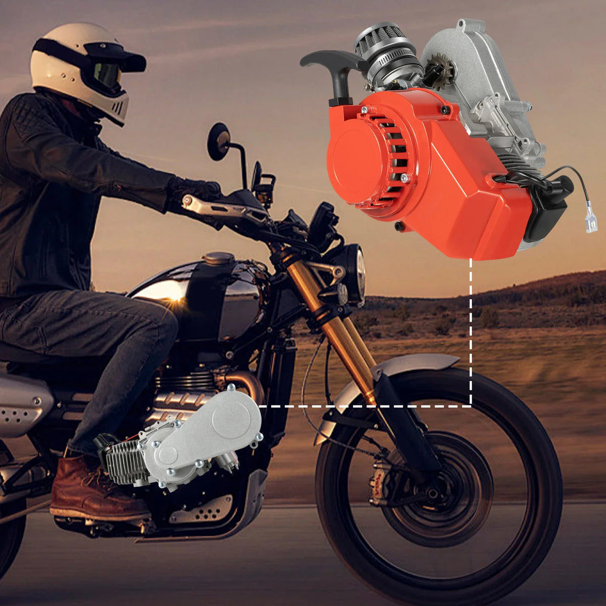 49CC 2-stroke air-cooled pull start engine for motorcycle