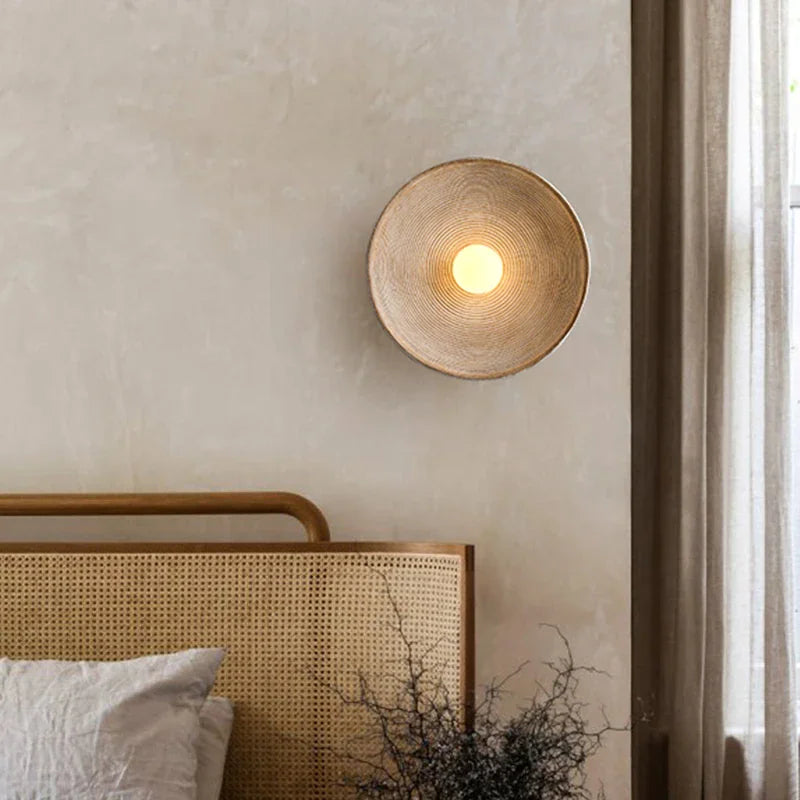 Nordic Creative Retro Round Wall Lamp Wabi-sabi Resin Sconces for Living Room Bedroom Bedside Hotel Corridor Decor Lighting – view 2