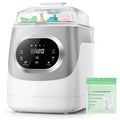 White and grey electric baby bottle washer and sterilizer with detergent tablets