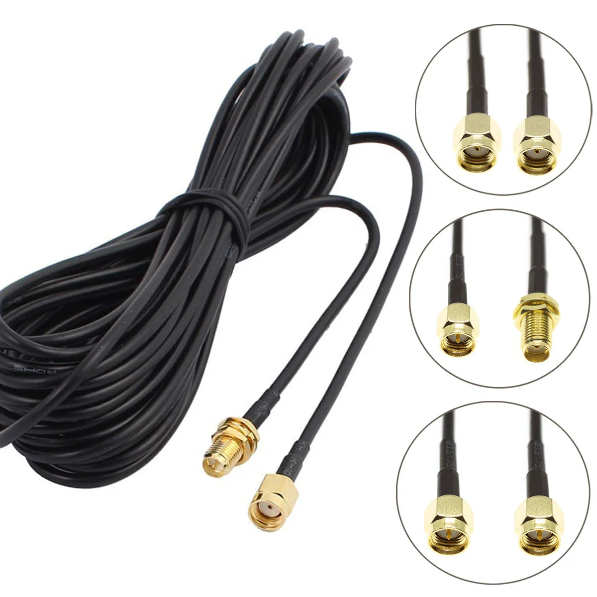 Coaxial cable with gold SMA male and female connectors
