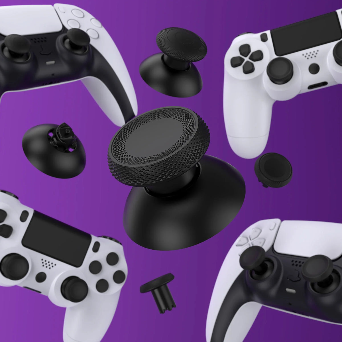 Set of replacement thumbsticks and caps for game controllers