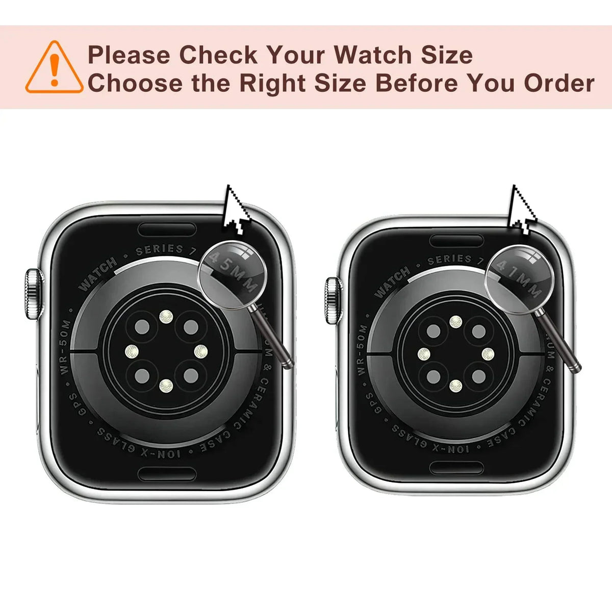 Comparison of two different smartwatch sizes for ordering the correct band