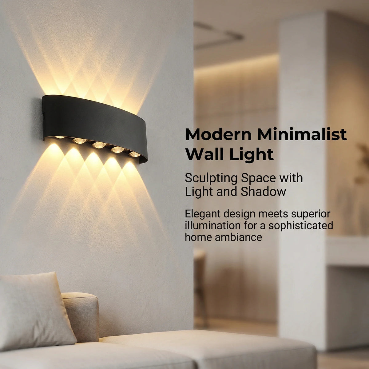 LED Wall Sconces 2W/4W/6W/8W/10W Modern Wall Light, Hardwired Aluminum Wall Lamp,Black Up Down Wall Mount Lights for Living – view 2