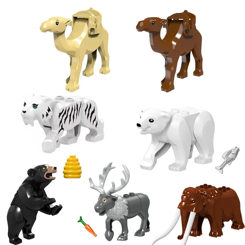 A collection of various MOC zoo and farm animal figures including plastic building blocks. – view 4