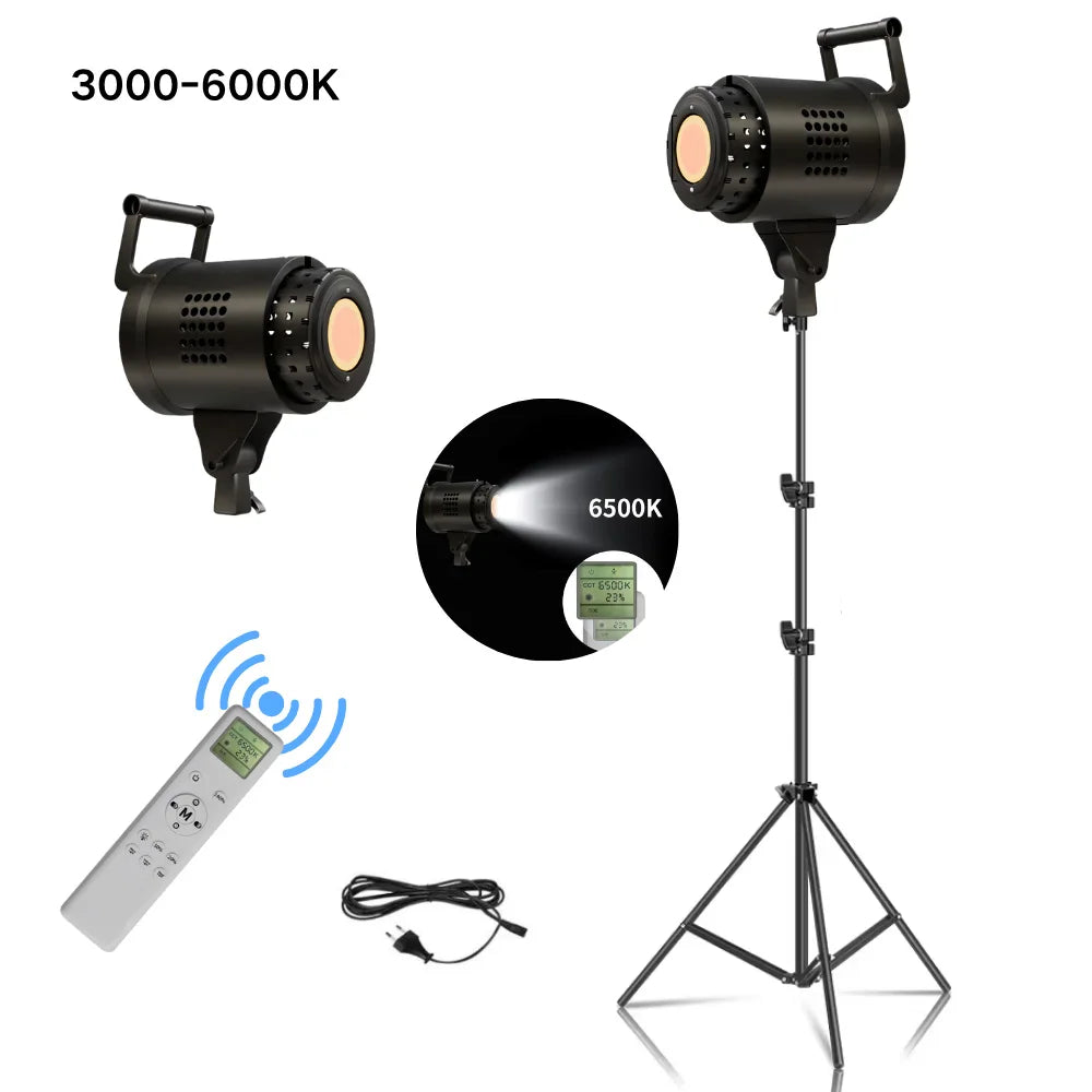 Photography LED video light with color temperature range, remote control and tripod stand