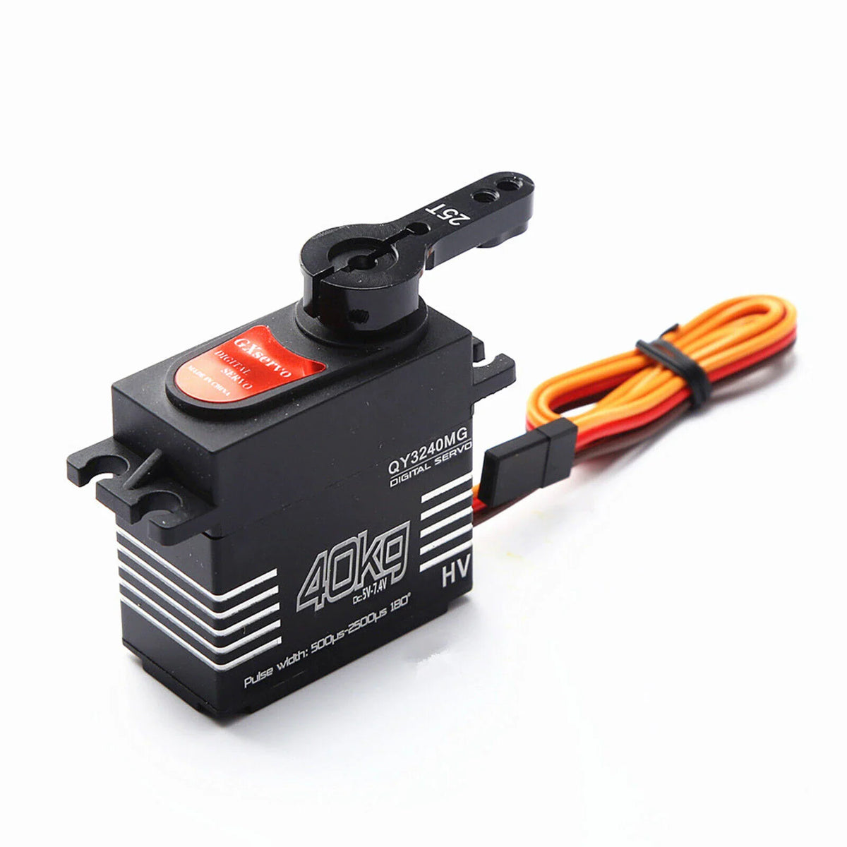 40KG high-torque waterproof digital RC servo with installed black 25T servo arm