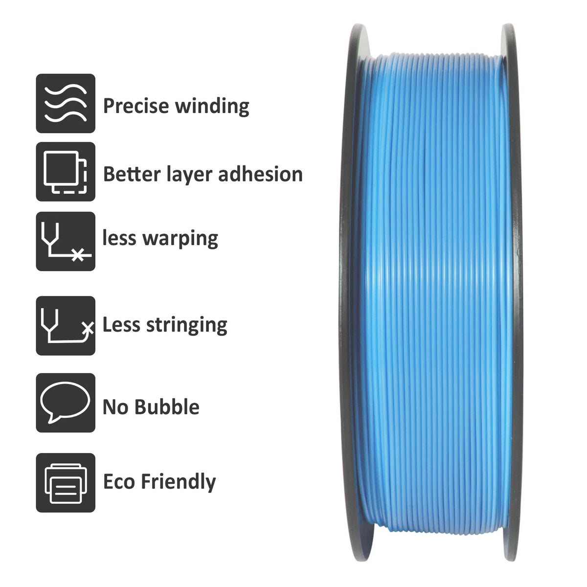A 1kg spool of Geeetech 1.75mm PLA 3D printer filament in a solid plastic form. – view 5