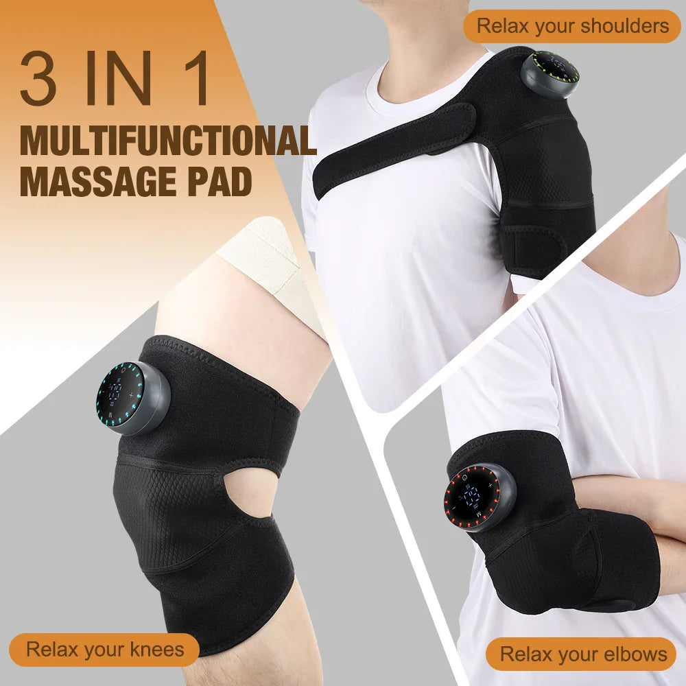 Three-in-one multifunctional massage pad worn on shoulder, knee, and elbow